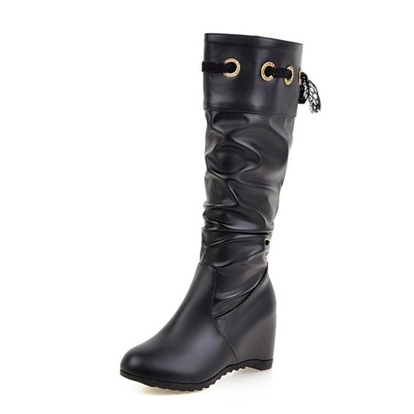 boots higher in autumn and winter round head with large size fashion tall canister for women's shoes, Black
boots higher in autumn and winter round head with large size fashion tall canister for women's shoes, Black