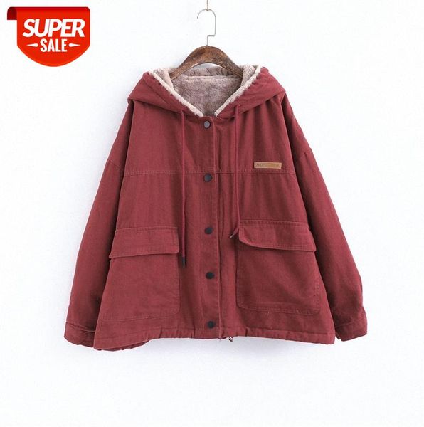 011445 plus velvet thick work jacket women retro hong kong flavor loose hooded #dv8x, Black
011445 plus velvet thick work jacket women retro hong kong flavor loose hooded #dv8x, Black