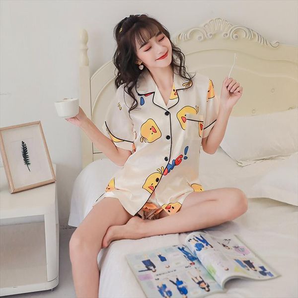 satin short sleeve pajama set women sleepwear summer casual silk button ladies shirt pants yellow home clothes 2 piece, Black;red
satin short sleeve pajama set women sleepwear summer casual silk button ladies shirt pants yellow home clothes 2 piece, Black;red