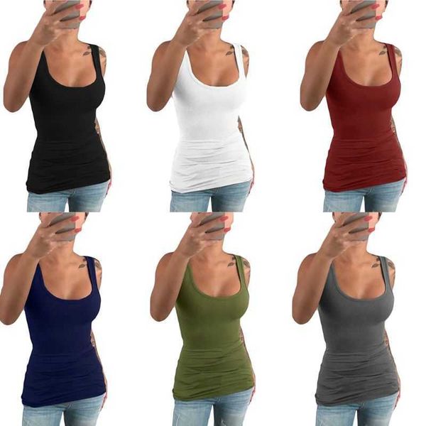 women ladies summer casual solid elastic cotton u neck tank sleeveless slim vest s-5xl y0622, White
women ladies summer casual solid elastic cotton u neck tank sleeveless slim vest s-5xl y0622, White