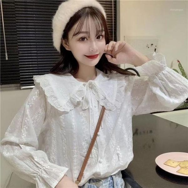 women's blouses & shirts women blouse autumn embroidered doll collar lace trim patchwork loose long sleeve blusas ropa de mujer, White
women's blouses & shirts women blouse autumn embroidered doll collar lace trim patchwork loose long sleeve blusas ropa de mujer, White