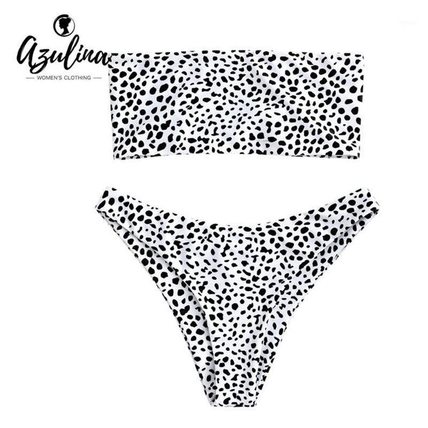 women's swimwear azulina leopard print bikini 2021 back lace-up bandeau set unlined strapless women swimsuit thong brazilian, White;black
women's swimwear azulina leopard print bikini 2021 back lace-up bandeau set unlined strapless women swimsuit thong brazilian, White;black
