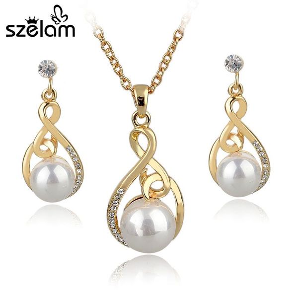 earrings & necklace szelam luxury bridal party jewelry sets simulated pearl set drop gold color for women set140026, Silver
earrings & necklace szelam luxury bridal party jewelry sets simulated pearl set drop gold color for women set140026, Silver