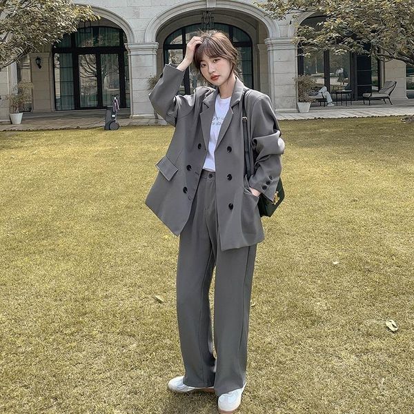 women's two piece pants superaen 2021 autumn office lady solid smoke gray suit women blazer set, White
women's two piece pants superaen 2021 autumn office lady solid smoke gray suit women blazer set, White