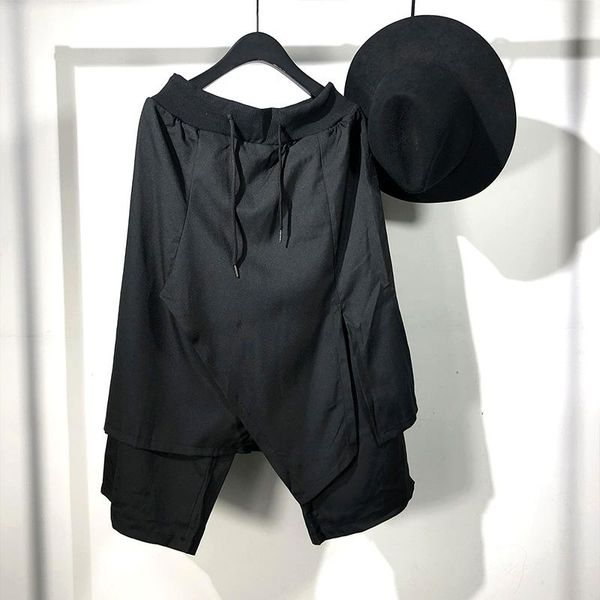 men's pants summer men's solid color elastic waist irregular asymmetrical false two design loose culottes seven - minute skirt, Black
men's pants summer men's solid color elastic waist irregular asymmetrical false two design loose culottes seven - minute skirt, Black