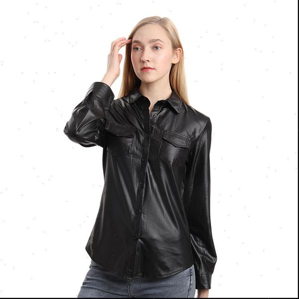 nightclub pu leather womens blouses long sleeve fashion striped casual elegant business shirts, White
nightclub pu leather womens blouses long sleeve fashion striped casual elegant business shirts, White