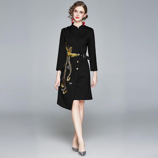 spring elegant women vintage phoenix embroidery runway dress 2021 ladies black bandage midi party casual dresses, Black;gray
spring elegant women vintage phoenix embroidery runway dress 2021 ladies black bandage midi party casual dresses, Black;gray