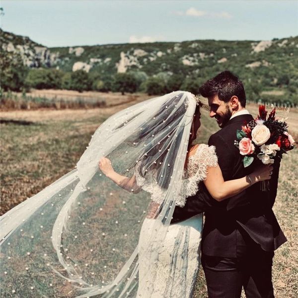 bridal veils ivory veil with comb one layer cathedral royal pearl wedding veu de noi, Black
bridal veils ivory veil with comb one layer cathedral royal pearl wedding veu de noi, Black