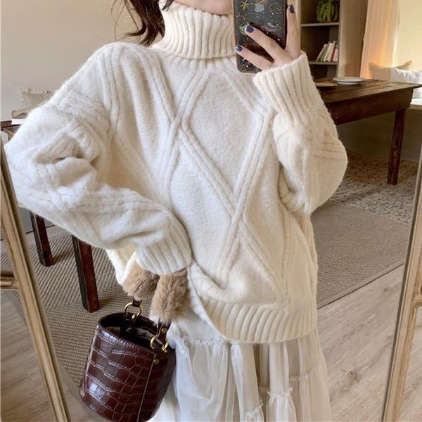 women's sweaters korean twist diamond turtleneck sweater women autumn winter thick outer hedging knitted warm top, White;black
women's sweaters korean twist diamond turtleneck sweater women autumn winter thick outer hedging knitted warm top, White;black