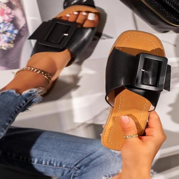 slippers fashion solid color open toe single buckle outdoor flat bottom women 2021 summer style plus size, Black
slippers fashion solid color open toe single buckle outdoor flat bottom women 2021 summer style plus size, Black