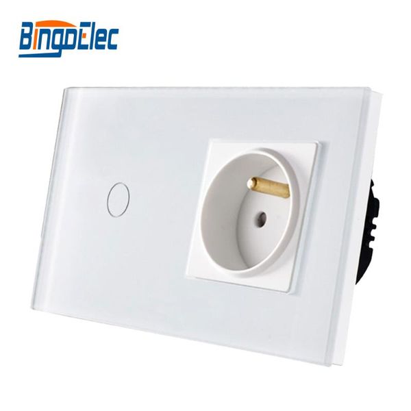 smart home control bingoelec eu standard 1g 1w touch light switch with 16a french wall socket white crystal glass panel 86*157mm 110-250v
smart home control bingoelec eu standard 1g 1w touch light switch with 16a french wall socket white crystal glass panel 86*157mm 110-250v