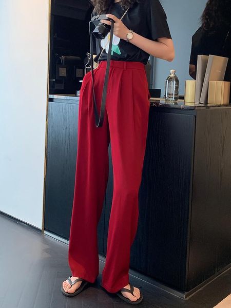 women's pants & capris red straight side pocket leisure trousers full length fashionable, Black;white
women's pants & capris red straight side pocket leisure trousers full length fashionable, Black;white