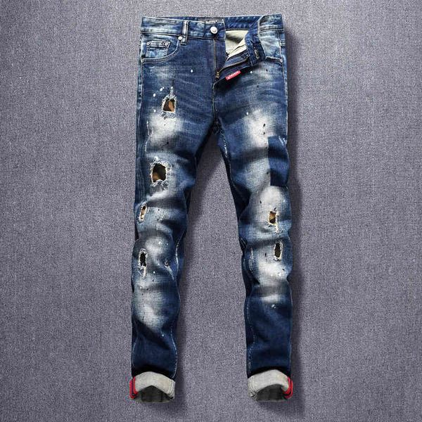 jeans american streetwear fashion men jeans retro dark blue elastic slim fit ripped denim trousers patchwork hip hop pants
jeans american streetwear fashion men jeans retro dark blue elastic slim fit ripped denim trousers patchwork hip hop pants