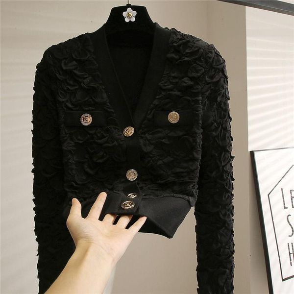 women's jackets 2021 french style temperament pleated single-breasted v-neck open set early autumn korean chic slim -fit crop- top, Black;brown
women's jackets 2021 french style temperament pleated single-breasted v-neck open set early autumn korean chic slim -fit crop- top, Black;brown