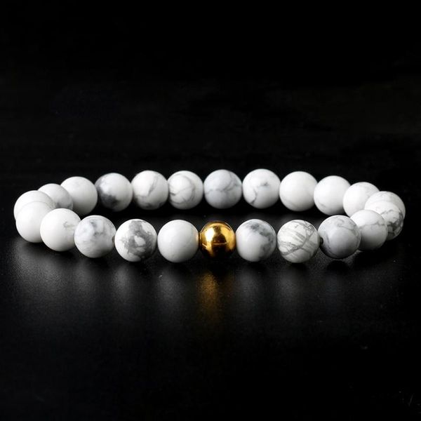 link, chain fashion jewelry white turquoises natural stone couple bracelet length 19cm gold silver color beads for men women, Black
link, chain fashion jewelry white turquoises natural stone couple bracelet length 19cm gold silver color beads for men women, Black