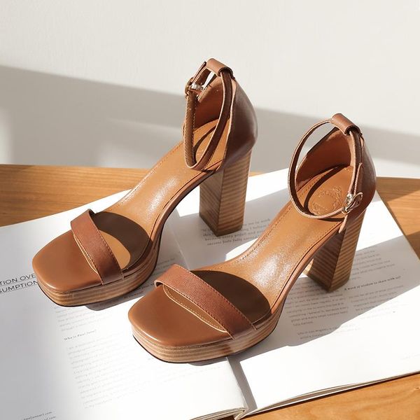 women's genuine leather thick high heel platform sandals open toe band elegant ladies evening pumps bride wedding dress shoes, Black
women's genuine leather thick high heel platform sandals open toe band elegant ladies evening pumps bride wedding dress shoes, Black
