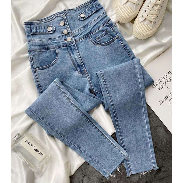 women's jeans magic shen second change fine ~ light color high waist multi button raw edge show thin little leg pants female spring and, Blue
women's jeans magic shen second change fine ~ light color high waist multi button raw edge show thin little leg pants female spring and, Blue