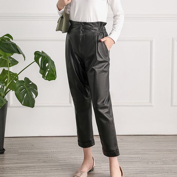 women's pants & capris fancy ol'lamb high-rise leather 2021 autumn female genuine 9th c539, Black;white
women's pants & capris fancy ol'lamb high-rise leather 2021 autumn female genuine 9th c539, Black;white