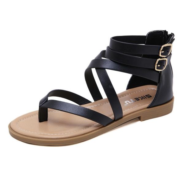 women's sandals 2021 slippers high-quality design spring and summer rome style flat heel leather ladies shoes, Black
women's sandals 2021 slippers high-quality design spring and summer rome style flat heel leather ladies shoes, Black