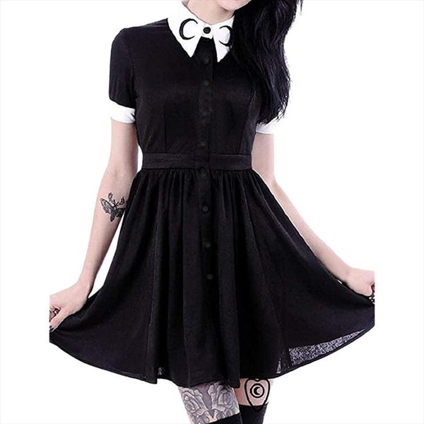 fashion gothic punk womens dress plus size casual short summer polyester a line sundress evening vestidos de fiesta, Black;gray
fashion gothic punk womens dress plus size casual short summer polyester a line sundress evening vestidos de fiesta, Black;gray