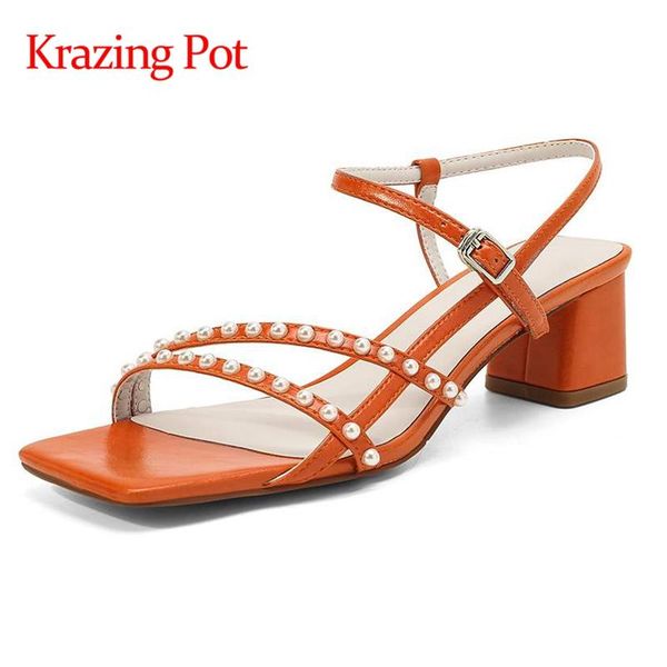 krazing pot genuine leather square toe high heels pearl shiny young lady energy daily wear buckle straps mules sandals women l11 dress shoes, Black
krazing pot genuine leather square toe high heels pearl shiny young lady energy daily wear buckle straps mules sandals women l11 dress shoes, Black