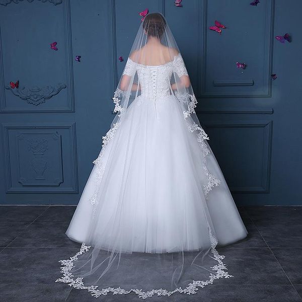 bridal veils mingli tengda bride wedding accessories veil 3 m long white soft yarn lace edge velo trouwen one layer headdress, Black
bridal veils mingli tengda bride wedding accessories veil 3 m long white soft yarn lace edge velo trouwen one layer headdress, Black