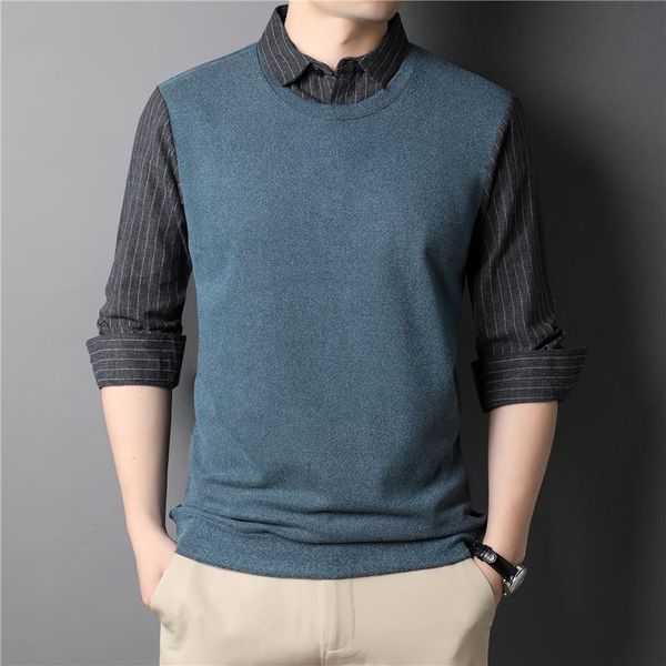 men's sweaters autumn fake two-piece shirt collar sweater business casual knitted pullover male brand clothes, White;black
men's sweaters autumn fake two-piece shirt collar sweater business casual knitted pullover male brand clothes, White;black