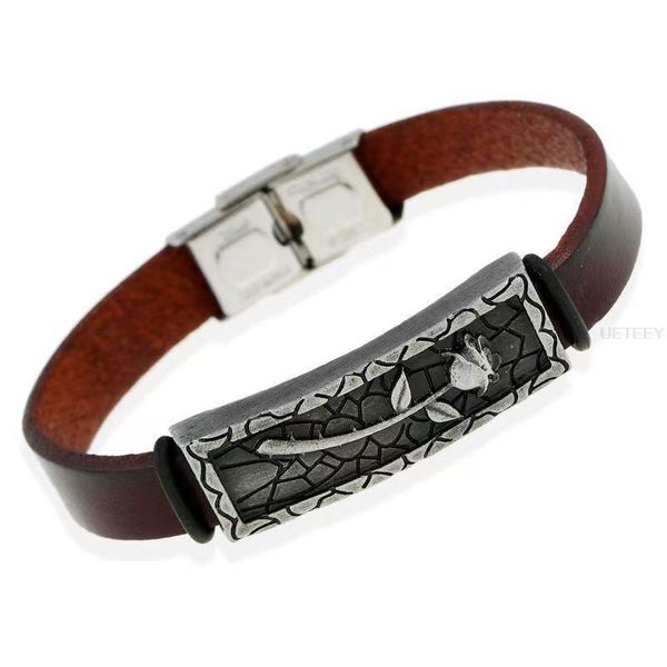 fashion retro rose pattern leather charm bracelet men women stainless steel jewelry gift bracelets, Golden;silver
fashion retro rose pattern leather charm bracelet men women stainless steel jewelry gift bracelets, Golden;silver