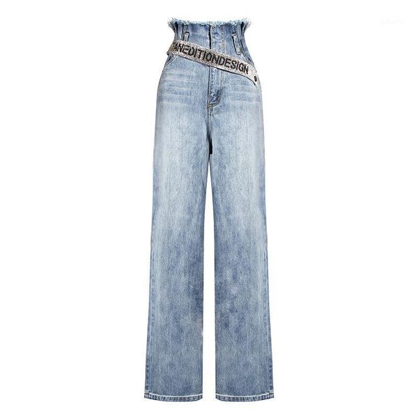 casual loose painted wide-leg jeans for women's belt with rhinestones pants female tide, Blue
casual loose painted wide-leg jeans for women's belt with rhinestones pants female tide, Blue