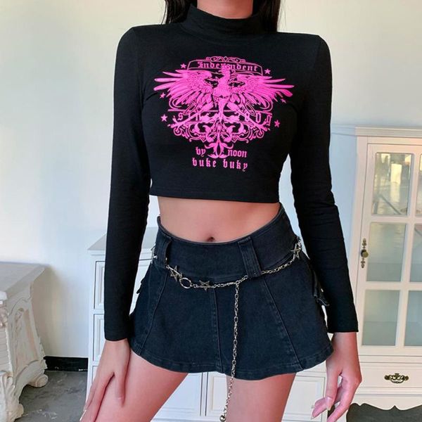 women's t-shirt gothic long sleeve black t-shirts eagle graphic print aesthetic skinny turtleneck women crop tees casual clothes, White
women's t-shirt gothic long sleeve black t-shirts eagle graphic print aesthetic skinny turtleneck women crop tees casual clothes, White