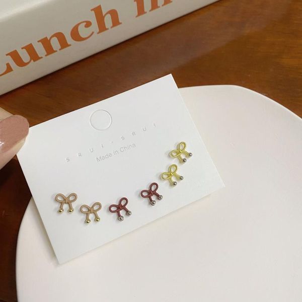 stud fashion s925 coffee color geometric bow earrings set retro high-end sense of exquisite small tide, Golden;silver
stud fashion s925 coffee color geometric bow earrings set retro high-end sense of exquisite small tide, Golden;silver