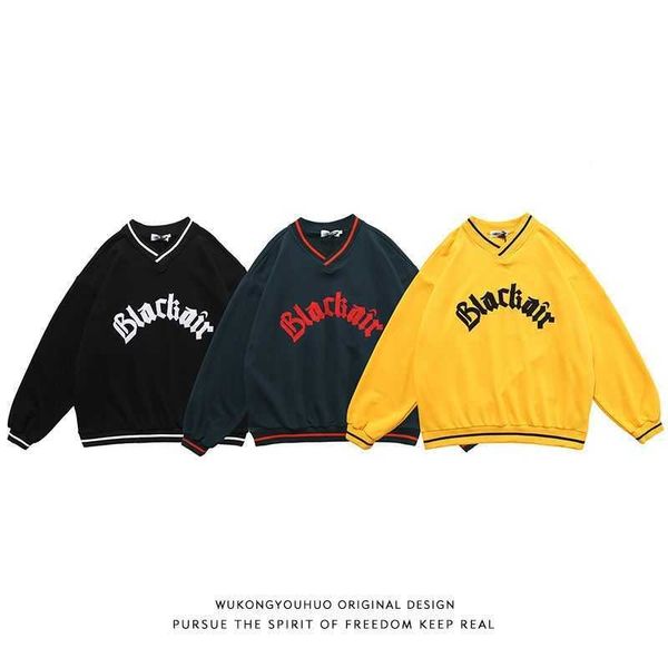 american street letter embroidered sweater women's oversize baseball jacket v-neck fashion couple's pullover2021, Black
american street letter embroidered sweater women's oversize baseball jacket v-neck fashion couple's pullover2021, Black