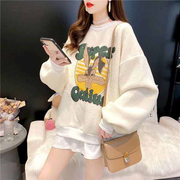 women's hoodies & sweatshirts plus velvet thicken imitation lamb wool pullover womens autumn winter korean loose large size student jac, Black
women's hoodies & sweatshirts plus velvet thicken imitation lamb wool pullover womens autumn winter korean loose large size student jac, Black