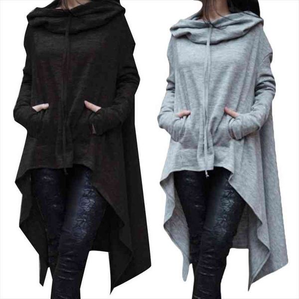 women and bloues plus size lady solid color long sleeve asymmetric hem fishtail hoodie, Black
women and bloues plus size lady solid color long sleeve asymmetric hem fishtail hoodie, Black