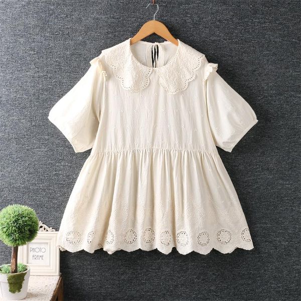 women's blouses & shirts summer women pullover oversized shirt short sleeve japan mori girl sweet embroidery peterpan collar cotton and, White
women's blouses & shirts summer women pullover oversized shirt short sleeve japan mori girl sweet embroidery peterpan collar cotton and, White