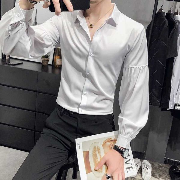 solid color men shirts puff sleeve nightclub stage social party blouse chemise homme slim fit streetwear men clothing camisas 210527, White;black
solid color men shirts puff sleeve nightclub stage social party blouse chemise homme slim fit streetwear men clothing camisas 210527, White;black