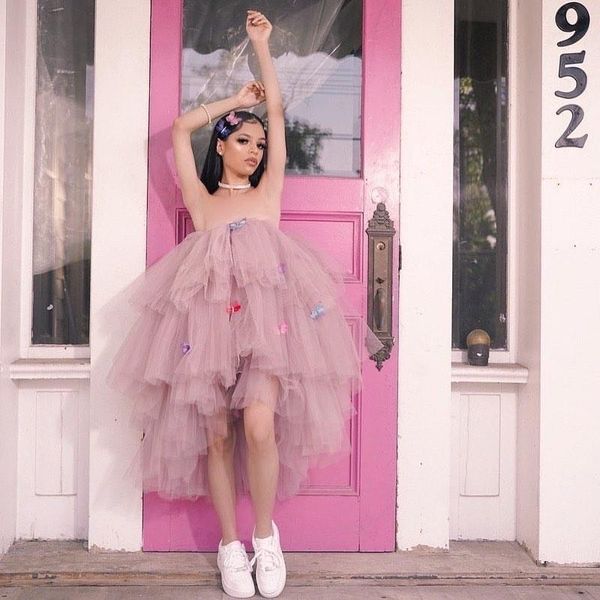 high street dusty pink ruffles low tulle dresses with 3d butterfly draped dress for women to birthday school party casual, Black;gray
high street dusty pink ruffles low tulle dresses with 3d butterfly draped dress for women to birthday school party casual, Black;gray