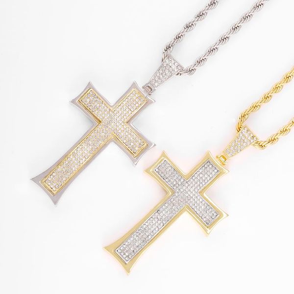 pendant necklaces hip hop iced out tennis link chain men cross gold color 24inch women jewellery gift, Silver
pendant necklaces hip hop iced out tennis link chain men cross gold color 24inch women jewellery gift, Silver
