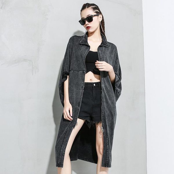 women's trench coats irregular washed retro coat ladies spring denim womens vintage zipper female short sleeves windbreakers, Tan;black
women's trench coats irregular washed retro coat ladies spring denim womens vintage zipper female short sleeves windbreakers, Tan;black