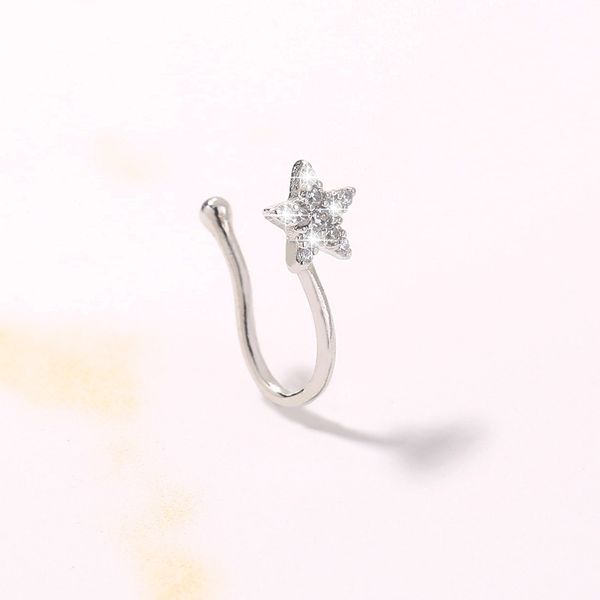 selling jewelry five pointed star clip nail female micro inlaid zircon new puncture ornament false nose ring, Silver
selling jewelry five pointed star clip nail female micro inlaid zircon new puncture ornament false nose ring, Silver