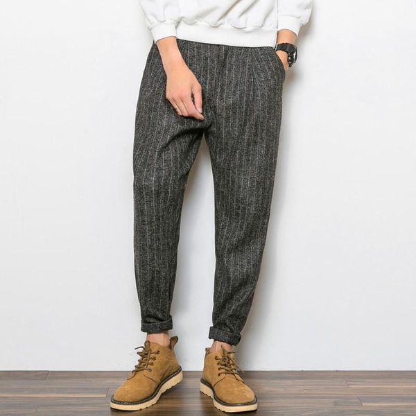 men's clothing fashion hair stylist street retro british vertical stripe harem pants casual costumes, Black
men's clothing fashion hair stylist street retro british vertical stripe harem pants casual costumes, Black