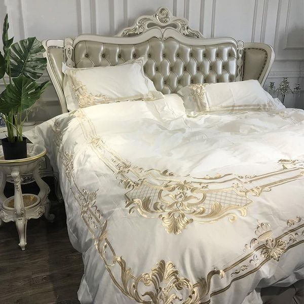 bedding sets luxury white soft breathable tencel gold embroidery set sleeping naked silky duvet cover flat/fitted sheet pillowcases
bedding sets luxury white soft breathable tencel gold embroidery set sleeping naked silky duvet cover flat/fitted sheet pillowcases