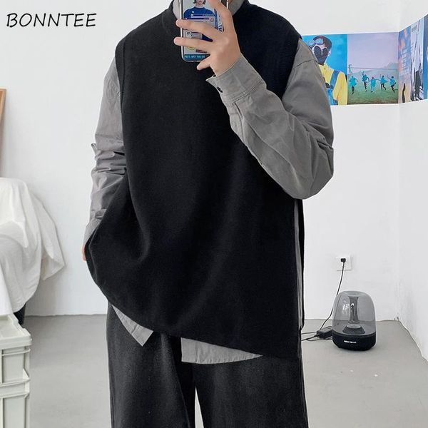 men's vests sweater vest men solid round neck side slit designed fashion simple sleeveless sweaters korean style streetwear preppy, Black;white
men's vests sweater vest men solid round neck side slit designed fashion simple sleeveless sweaters korean style streetwear preppy, Black;white