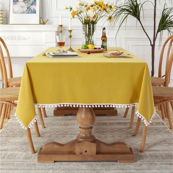 table cloth korean style solid color tablecloth high-grade washed cotton yellow christmas white ball tassel tea cover
table cloth korean style solid color tablecloth high-grade washed cotton yellow christmas white ball tassel tea cover