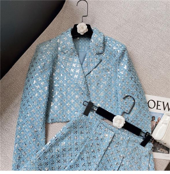 women's tracksuits shorts sets women 2021 autumn sequined blue suit jacket + high waist slimming pants lady two pieces set outfits, Gray
women's tracksuits shorts sets women 2021 autumn sequined blue suit jacket + high waist slimming pants lady two pieces set outfits, Gray