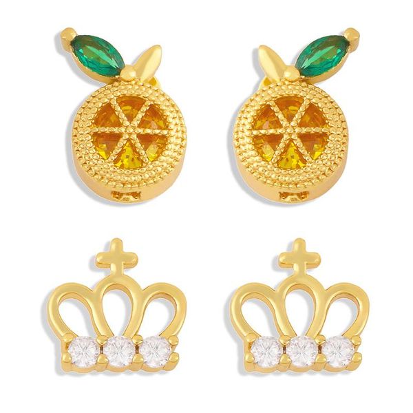 stud flola copper zircon orange crown earrings for women green white stone gold accessories ersx73, Golden;silver
stud flola copper zircon orange crown earrings for women green white stone gold accessories ersx73, Golden;silver