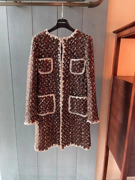women's wool & blends 2021 autumn and winter tweed yarn woven coat, Black