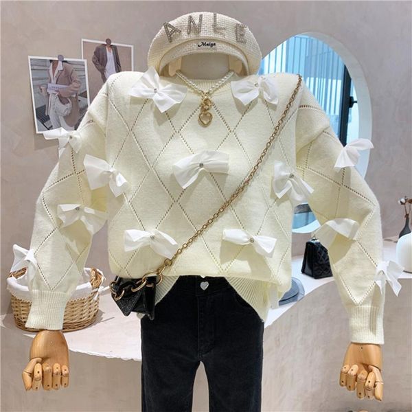 women's sweaters designer women knitted pullovers oversized loose winter 3d bow diamonds thick warm sweater femme, White;black
women's sweaters designer women knitted pullovers oversized loose winter 3d bow diamonds thick warm sweater femme, White;black
