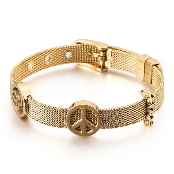 charm bracelets fashion women mother mesh wire silver gold titanium steel flower peace symbol letter watch band belt buckle jewelry, Golden;silver
charm bracelets fashion women mother mesh wire silver gold titanium steel flower peace symbol letter watch band belt buckle jewelry, Golden;silver