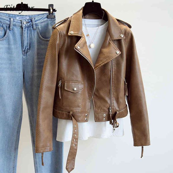 women's leather & faux women spring autumn with belt jacket female punk outwear moto biker vintage elegant coat yudz, Black
women's leather & faux women spring autumn with belt jacket female punk outwear moto biker vintage elegant coat yudz, Black